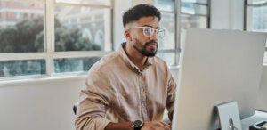 A man working on a laptop