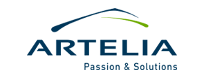 Artelia logo  black letters on white