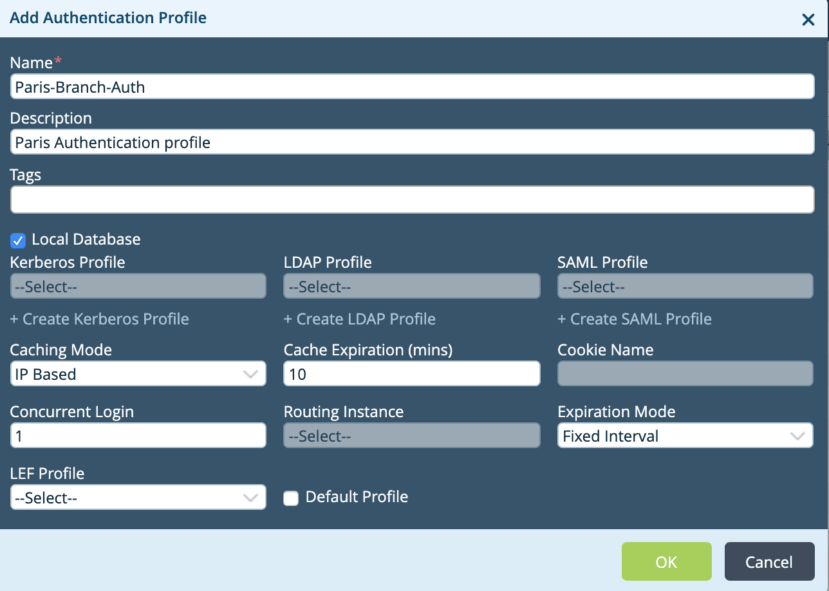 Authentication profile