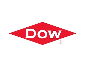 Dow logo with red colour background and white text